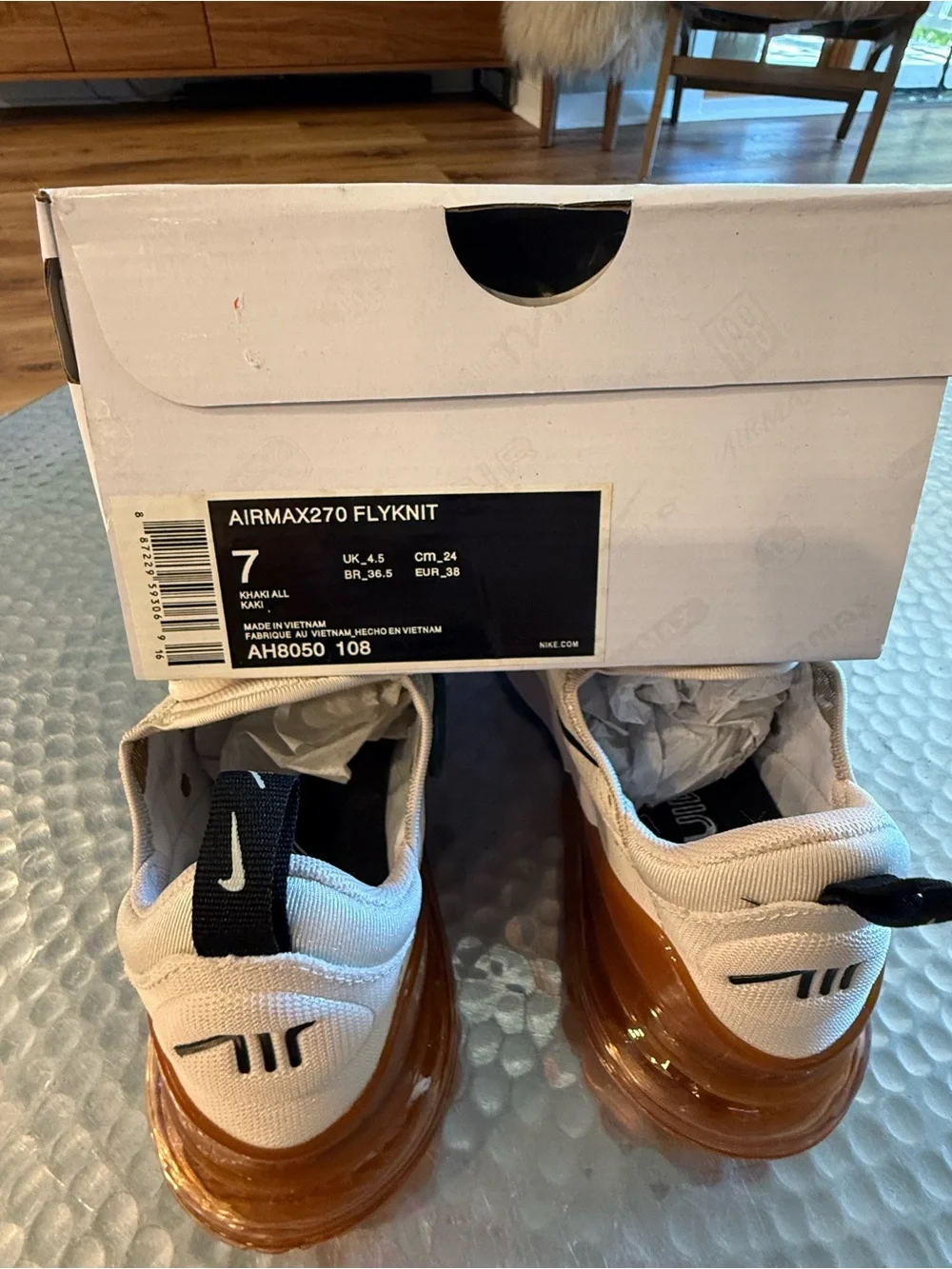 Nike Air Max 270 Sneakers - Cream and Tan Accents